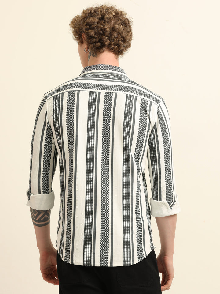 Black Regular Fit Stripe Shirt