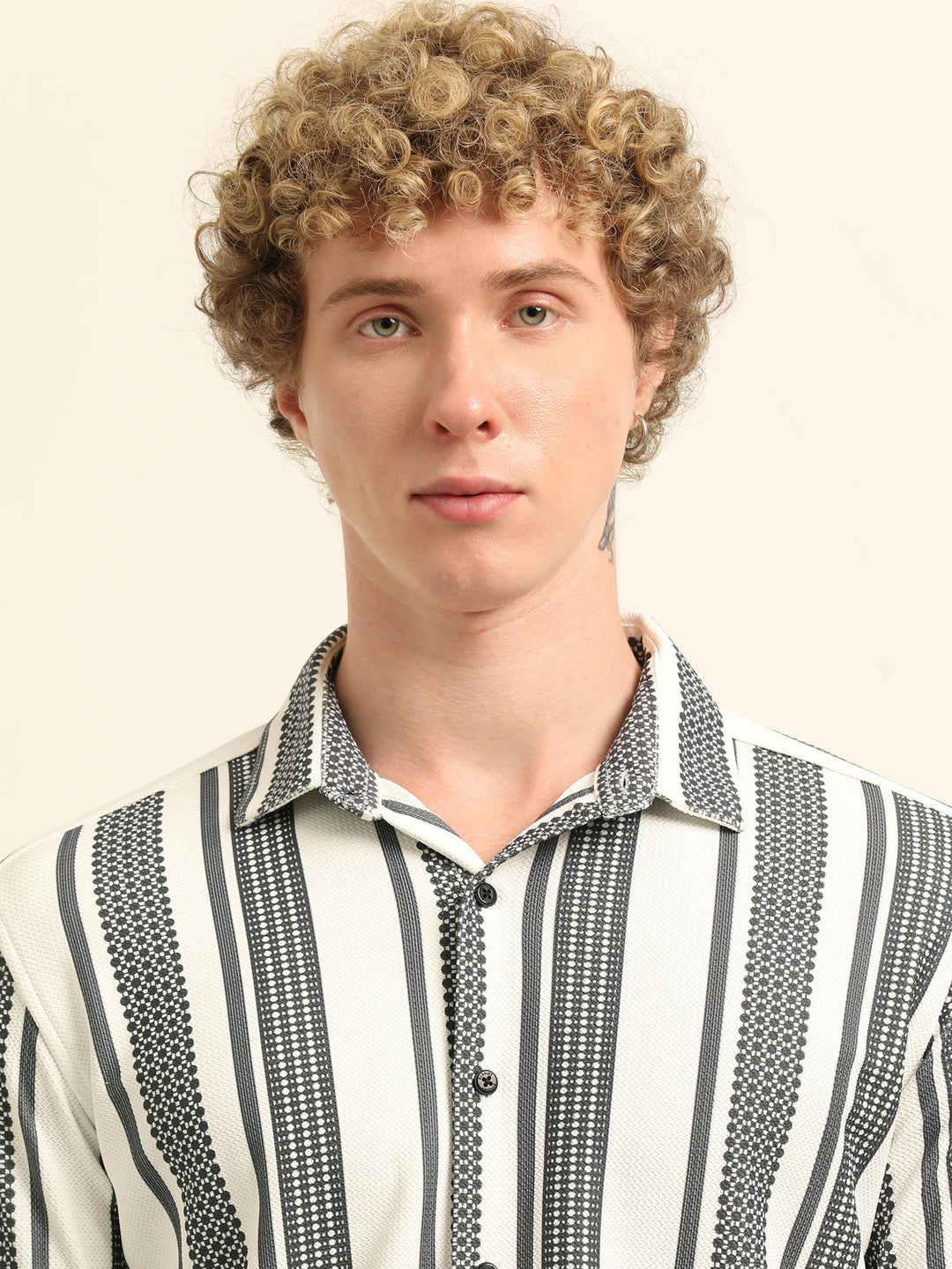 Black Regular Fit Stripe Shirt