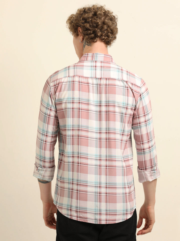 Pastel Pink Regular Fit Check Shirt Checks Shirt Bushirt