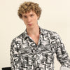 Black Regular Fit Printed Shirt Printed Shirt Bushirt
