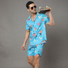 Funny Cartoon Sky Blue Night Suits Regular Size Co-Ords Bushirt   
