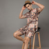 Tribal Brown Night Suits Regular Size Co-Ords Bushirt   