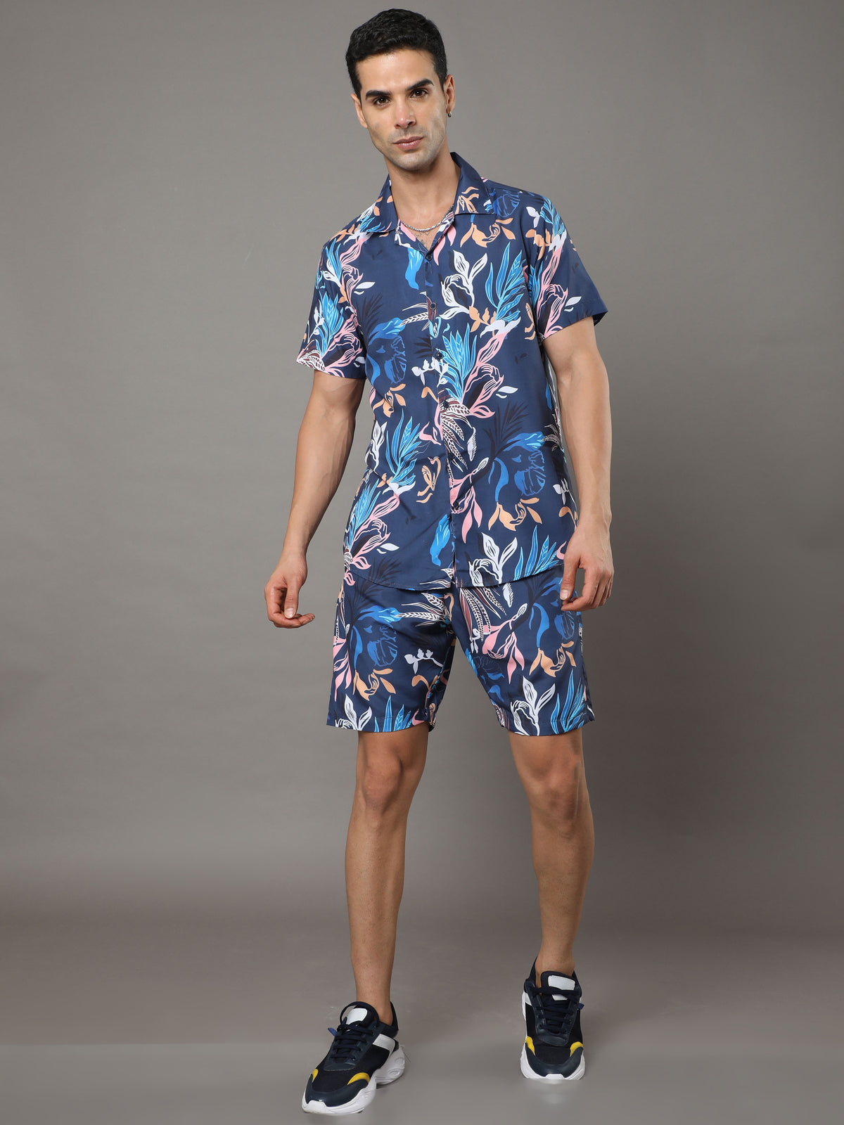 Printed Blue Night Suits Co-Ords Bushirt   
