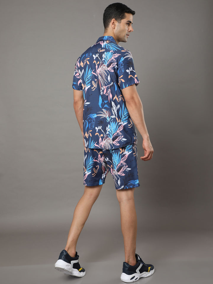 Printed Blue Night Suits Co-Ords Bushirt   