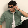 Sage Green Oversize Solid Shackets Shackets Bushirt