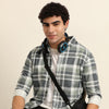 Green Regular Fit Check Shirt Checks Shirt Bushirt