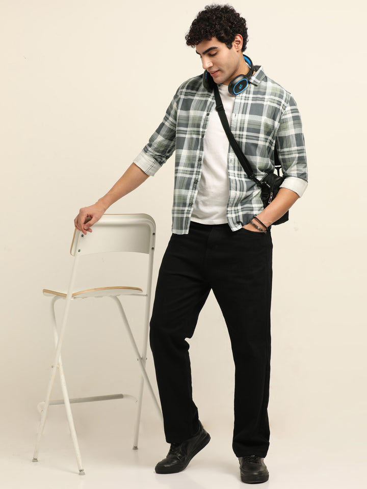 Green Regular Fit Check Shirt Checks Shirt Bushirt