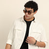 Pearl White Oversize Solid Shackets Shackets Bushirt