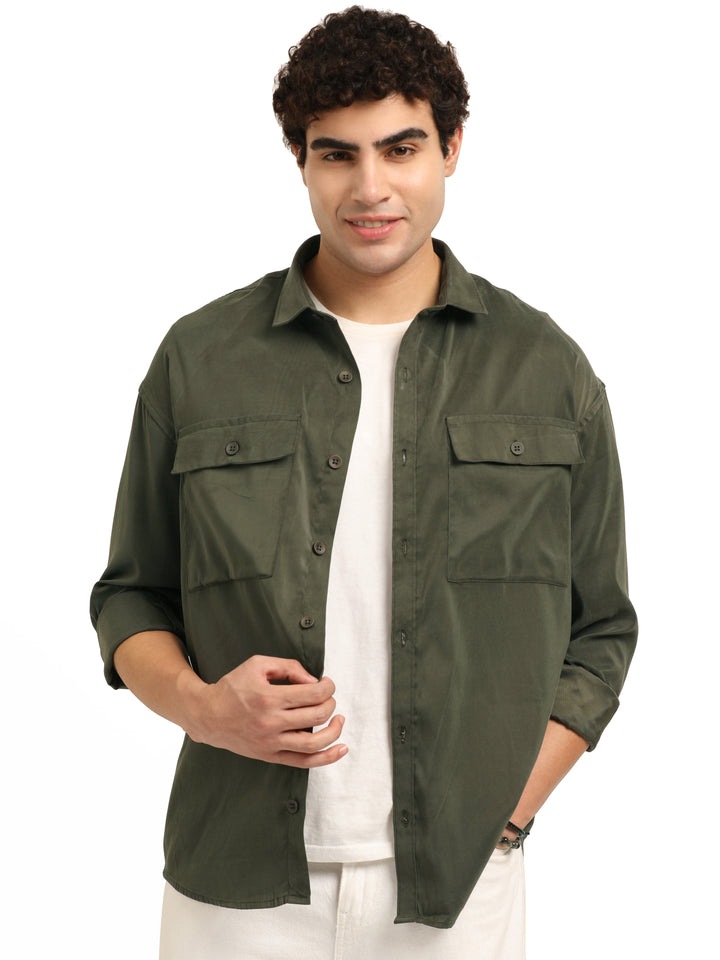 Military Green Oversize Solid Shackets Info Shackets Bushirt