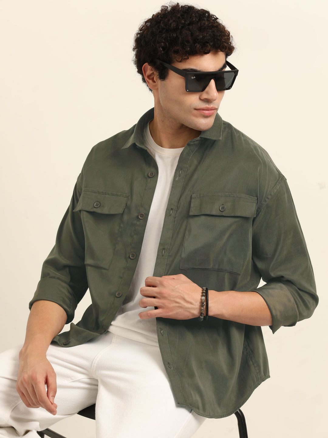 Military Green Oversize Solid Shackets Info Shackets Bushirt