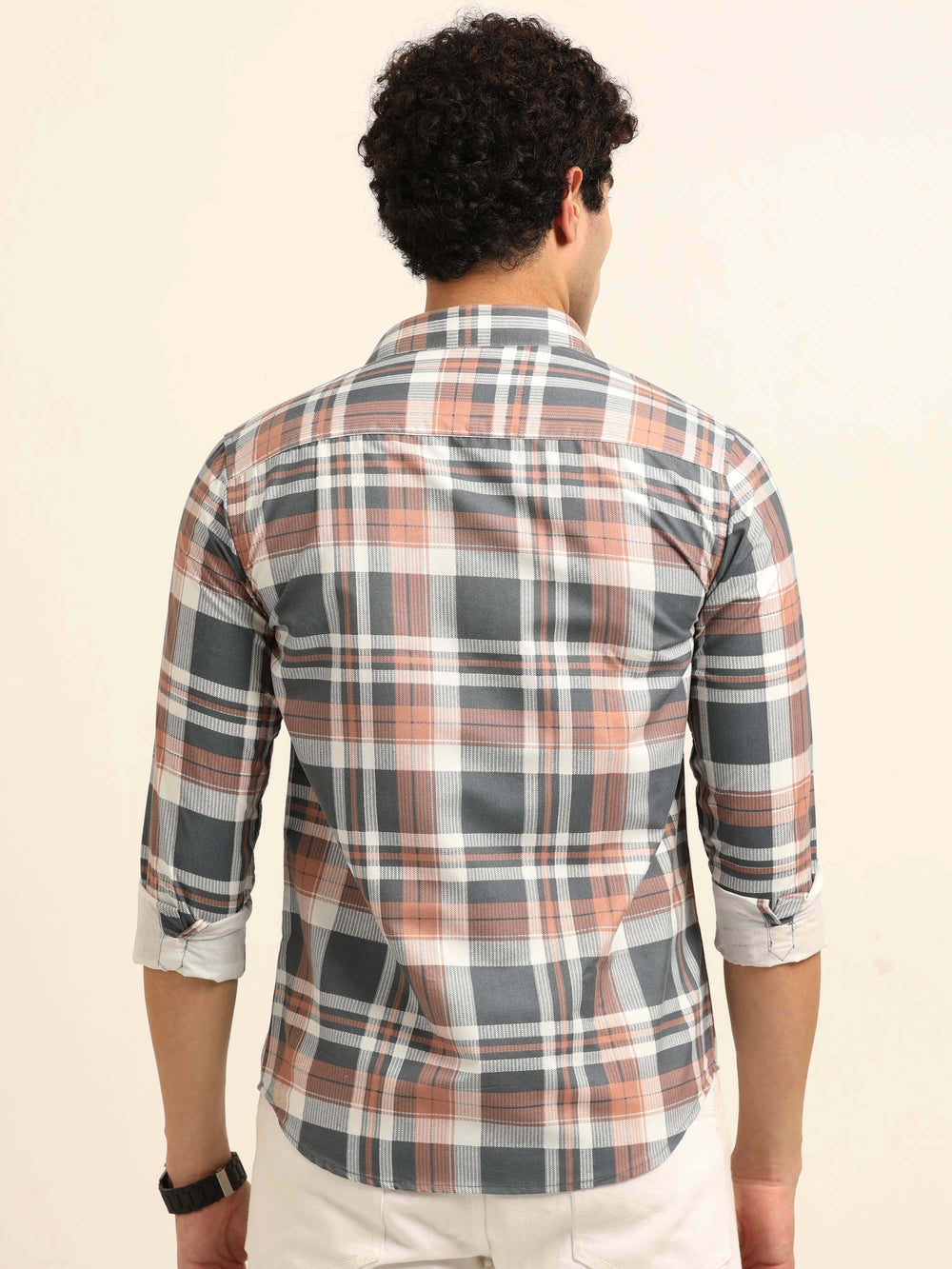 Taupe Regular Fit Check Shirt Checks Shirt Bushirt