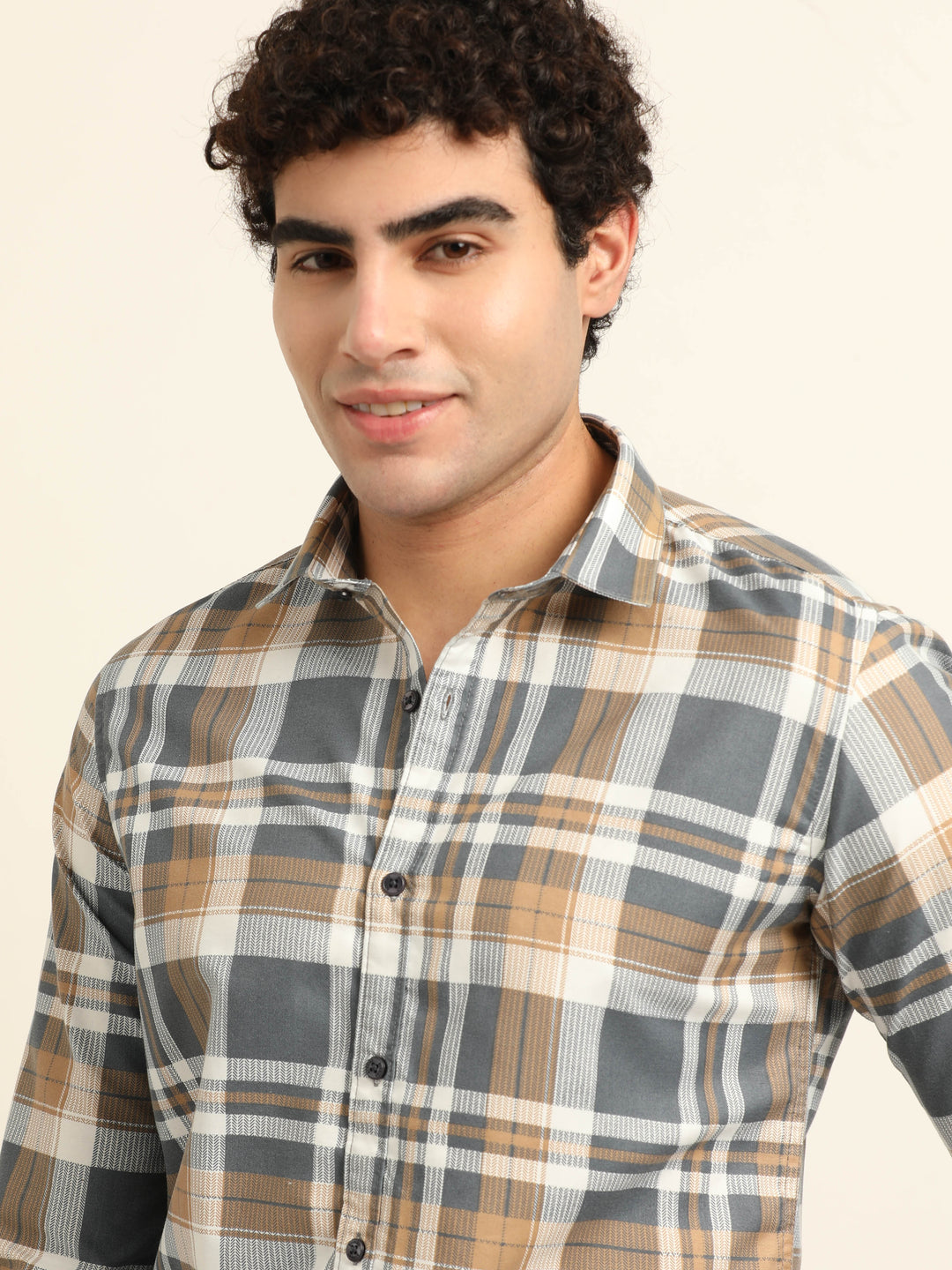 Brown Regular Fit Check Shirt Checks Shirt Bushirt