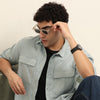 Light Blue Oversize Solid Shackets Shackets Bushirt