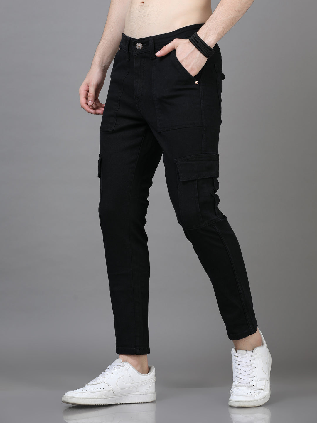 Authentic Jet Black Cargo Jeans Cargo Jeans Bushirt   