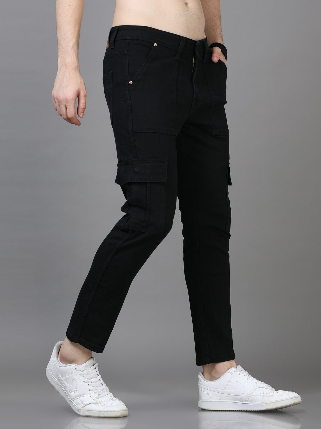 Authentic Jet Black Cargo Jeans Cargo Jeans Bushirt   