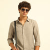 Grey Regular Fit Textured Shirt Structured Shirt Bushirt