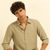 Light Beige Regular Fit Textured Shirt Structured Shirt Bushirt