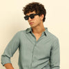 Light Teal Regular Fit Textured Shirt Solid Shirt Bushirt