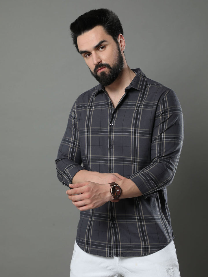 Imperial Iron Grey Checks Shirt Checks Shirt Bushirt   