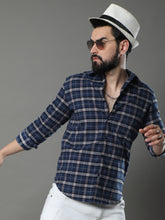 Quadrey Navy Blue Checks Shirt Checks Shirt Bushirt   