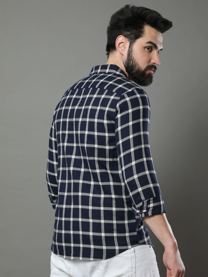 Imperial Navy Blue Checks Shirt Checks Shirt Bushirt   