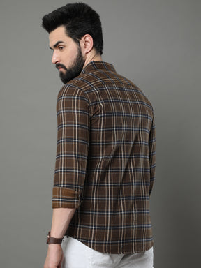 Quadrey Brown Checks Shirt Checks Shirt Bushirt   