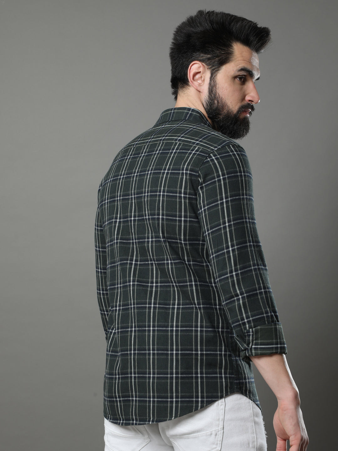 Quadrey Dark Green Checks Shirt Checks Shirt Bushirt   