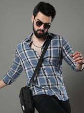 Imperial Steel Blue Checks Shirt Checks Shirt Bushirt   