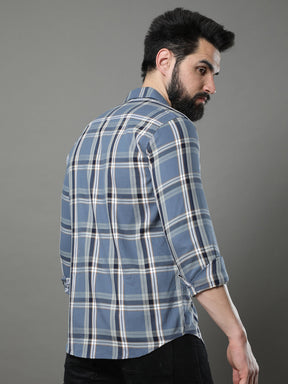 Imperial Steel Blue Checks Shirt Checks Shirt Bushirt   