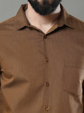 Peanut Brown Solid Shirt Solid Shirt Bushirt   