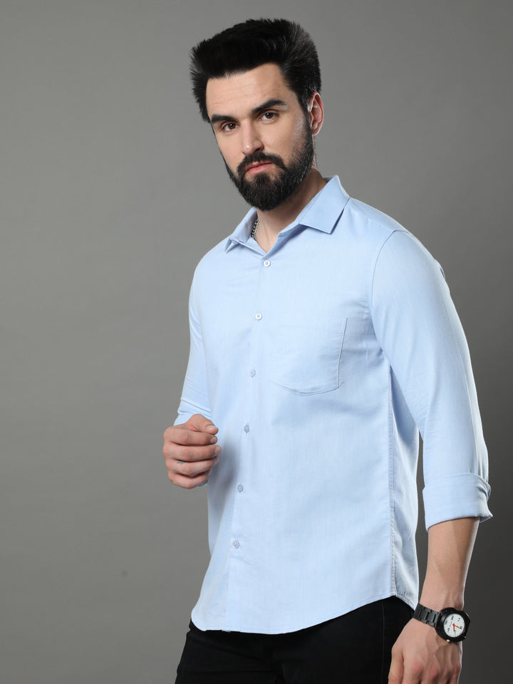 Light Blue Solid Shirt Solid Shirt Bushirt   