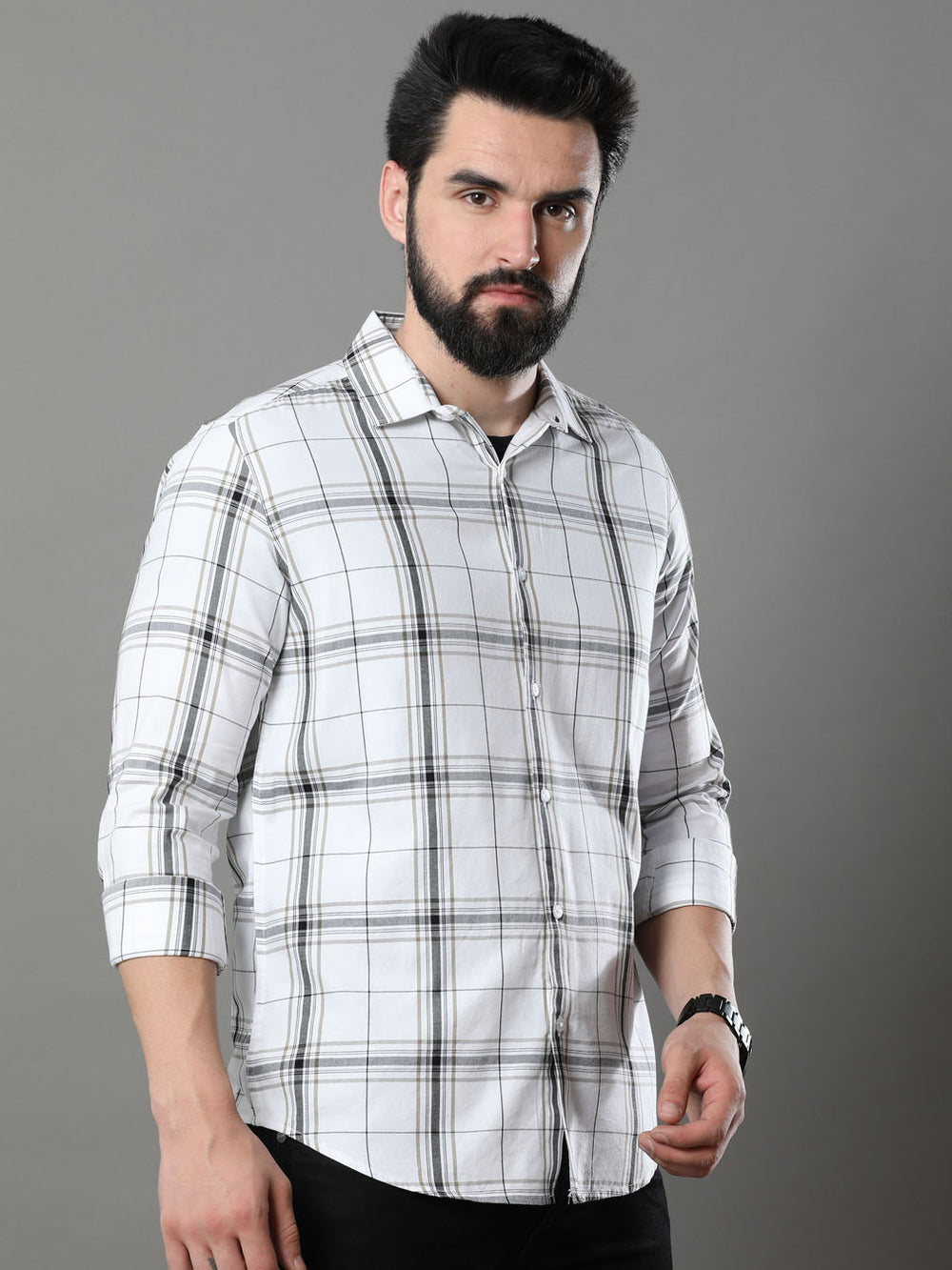 Imperial White Checks Shirt Checks Shirt Bushirt   