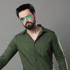 Olive Green Solid Shirt Solid Shirt Bushirt   