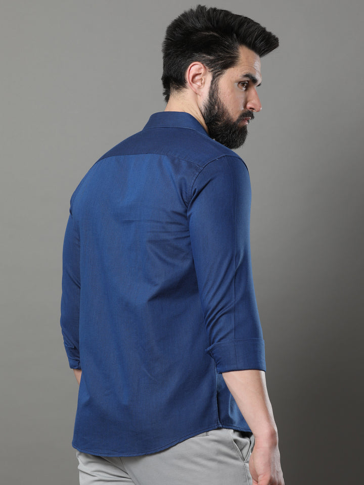 Oxford Blue Solid Shirt Solid Shirt Bushirt   