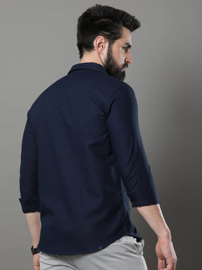 Navy Blue Solid Shirt Solid Shirt Bushirt   