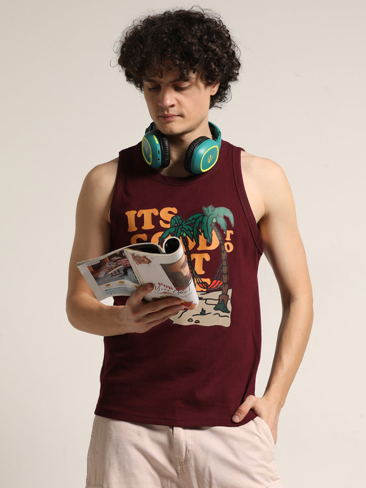 Its Good To Rest Here Sleeveless T-Shirt Vest Bushirt