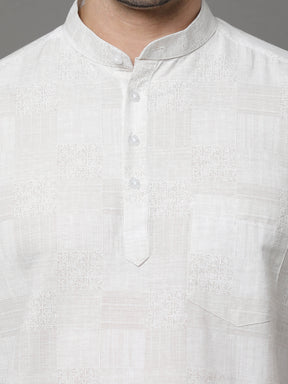 Cream Printed Kurta Kurta Bushirtin   