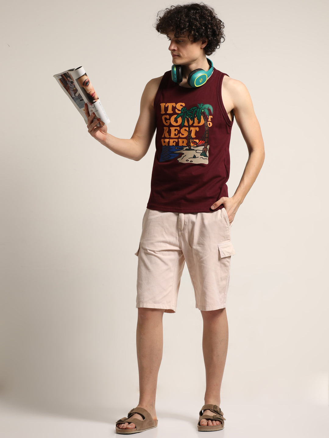 Its Good To Rest Here Sleeveless T-Shirt Vest Bushirt