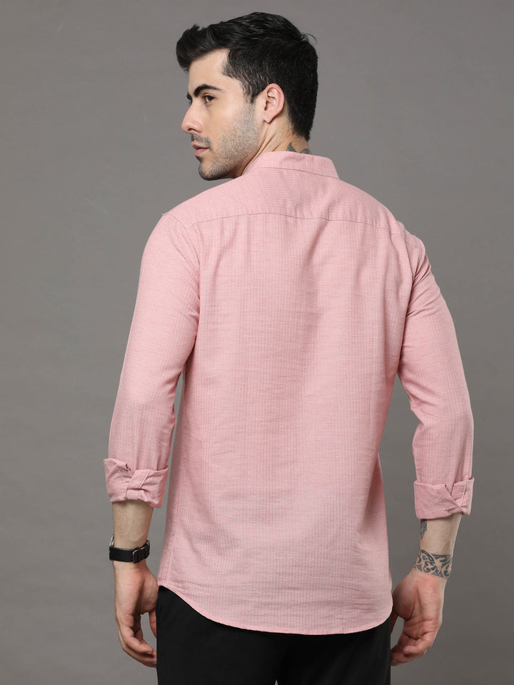 Indo Pastel Pink Solid Kurta Kurta Bushirtin   