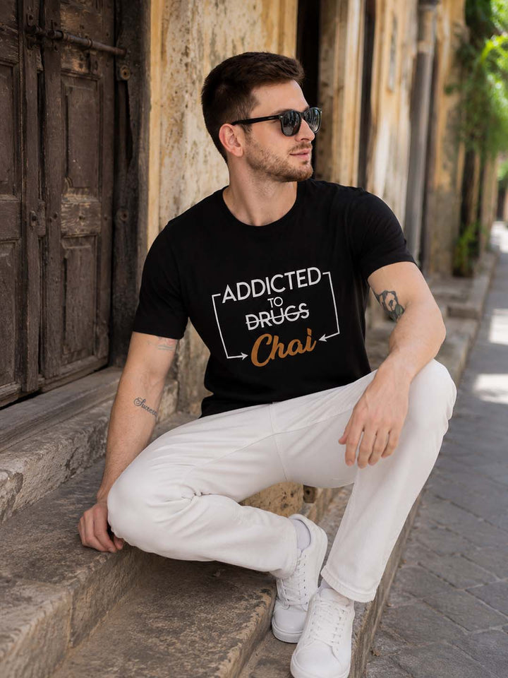 Addicted To Chai Black Classic Fit T-Shirt Graphic T-Shirts Bushirt