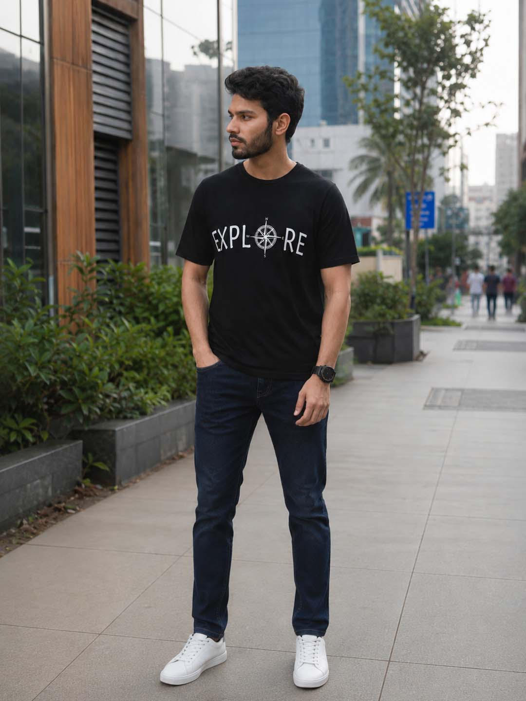 Explore Black Classic Fit T-Shirt Graphic T-Shirts Bushirt