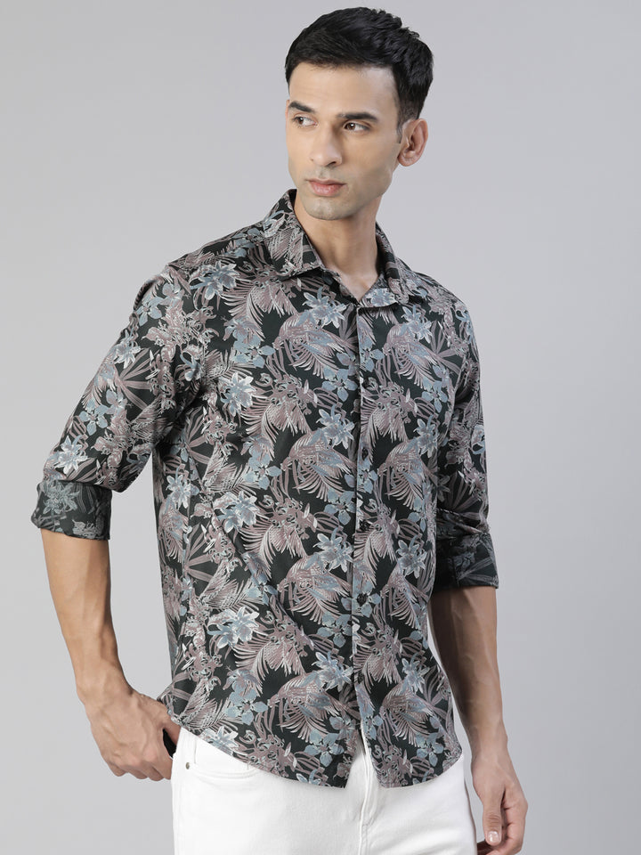 Flax Green Printed Shirt Printed Shirt Bushirt   