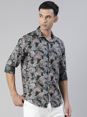 Flax Green Printed Shirt Printed Shirt Bushirt   