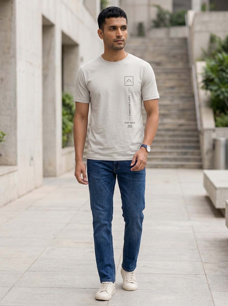 Keep exploring Pastel Grey Classic Fit T-Shirt