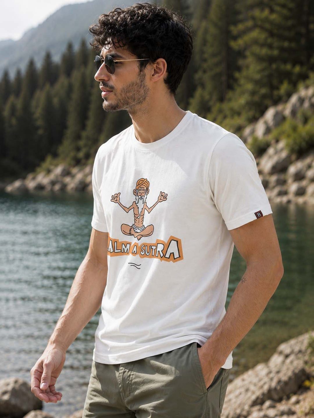 Calm A Sutra White Graphic T-Shirts Bushirt