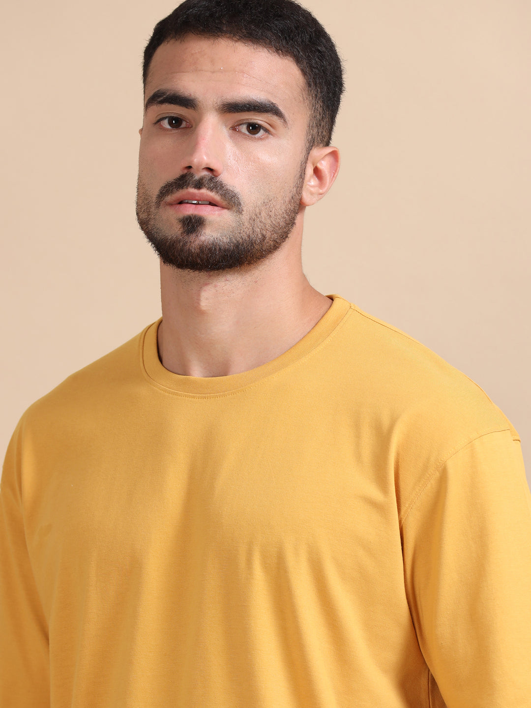 Mustard Oversize Solid T-Shirt Oversize T-Shirt Bushirt