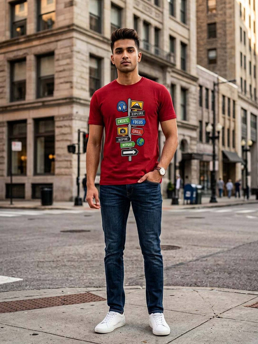 Streetboard Maroon Classic Fit T-Shirt