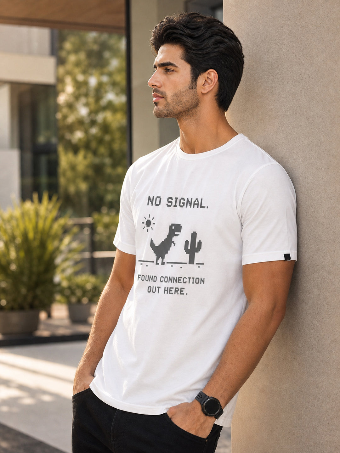 No Signal White Classic Fit T-Shirt Graphic T-Shirts Bushirt
