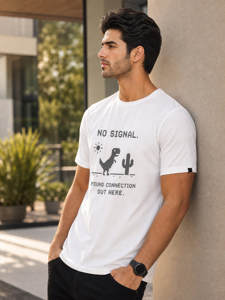 No Signal White Classic Fit T-Shirt Graphic T-Shirts Bushirt