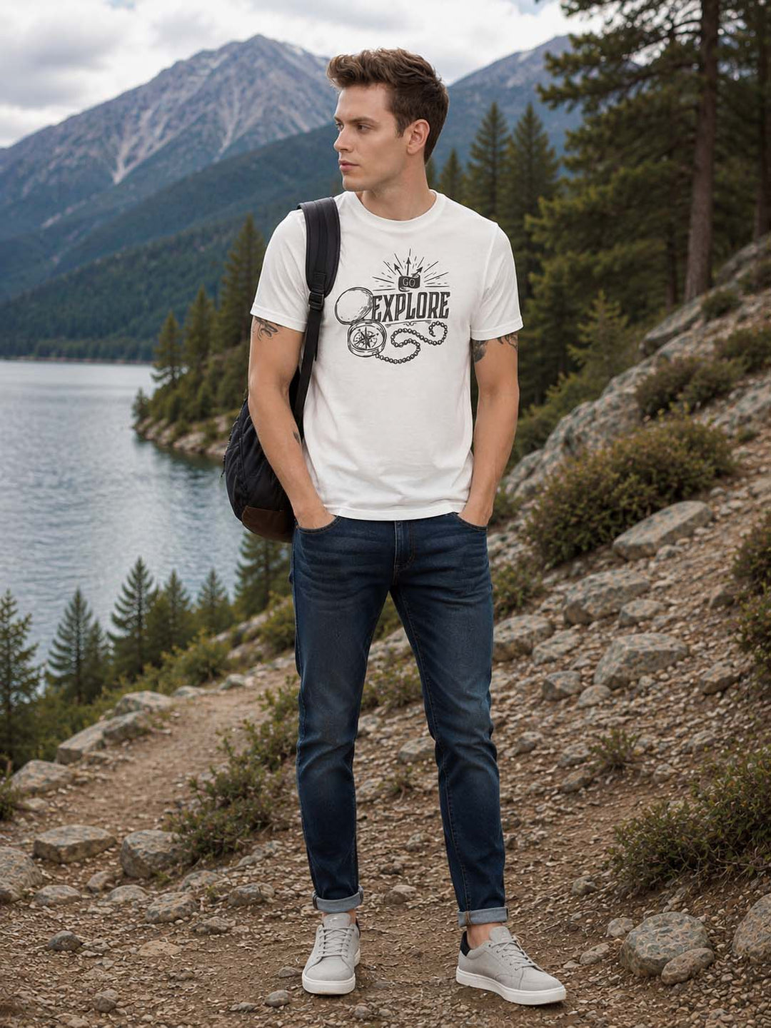 Explore White Classic Fit T-Shirt Graphic T-Shirts Bushirt